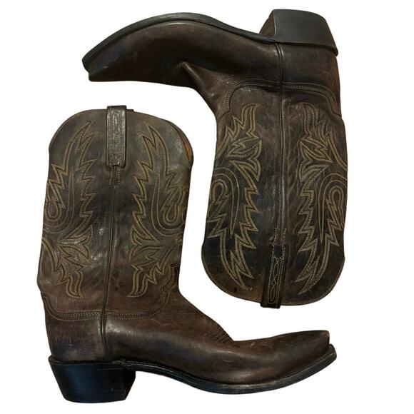 Lucchese Corbin Men’s Leather Western Boots Size 9 1/2 Brown N1556 main image 2